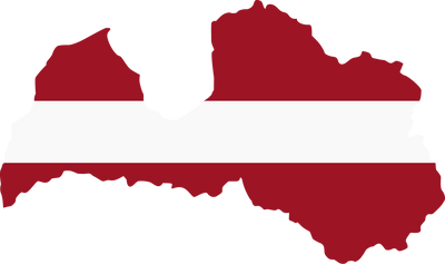 Latvia map city vector style color of country flag.