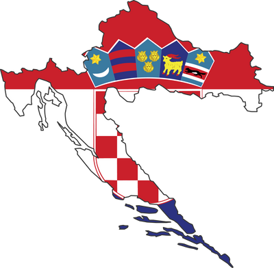 Croatia map city vector style color of country flag.