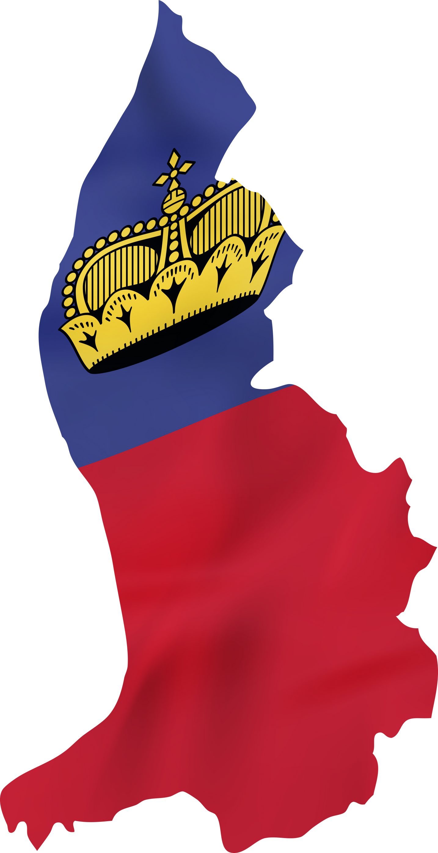 Liechtenstein map with waving flag.