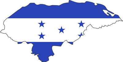 Honduras map city vector style color of country flag.