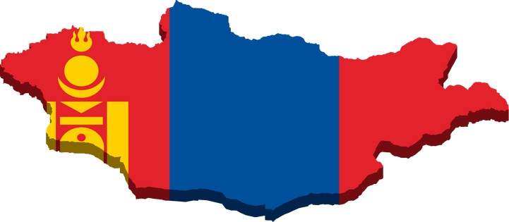 3d isometric Map of Mongolia with national flag