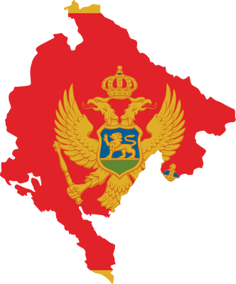 Montenegro map city vector style color of country flag.