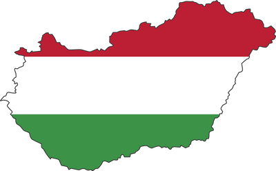 Hungary map city vector style color of country flag.