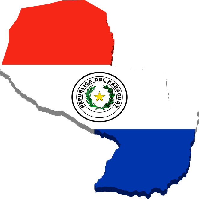 3d isometric Map of Paraguay with national flag