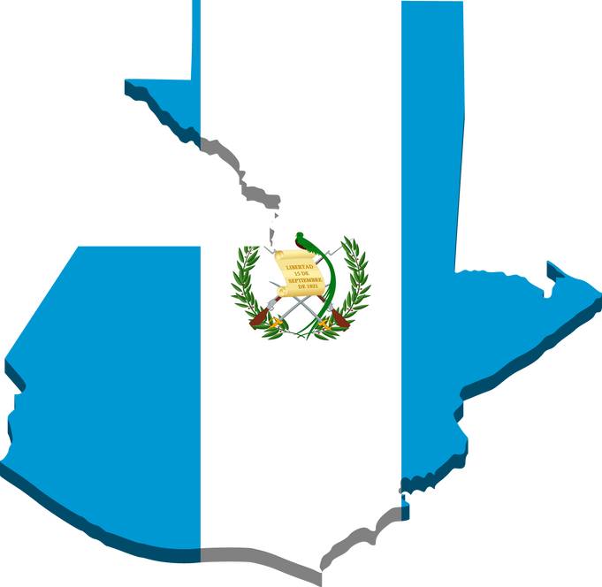 3d isometric Map of Guatemala with national flag