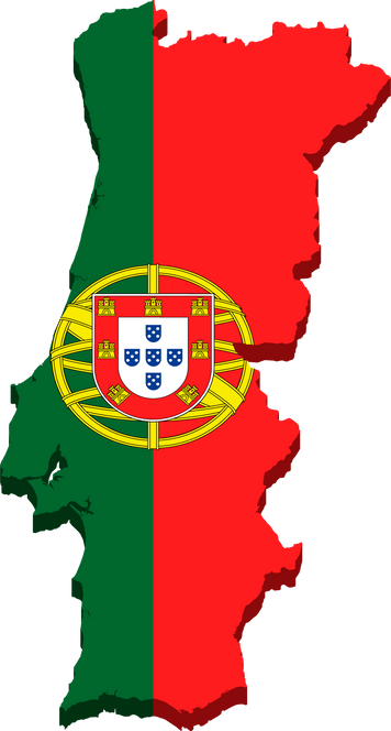 3d isometric Map of Portugal with national flag