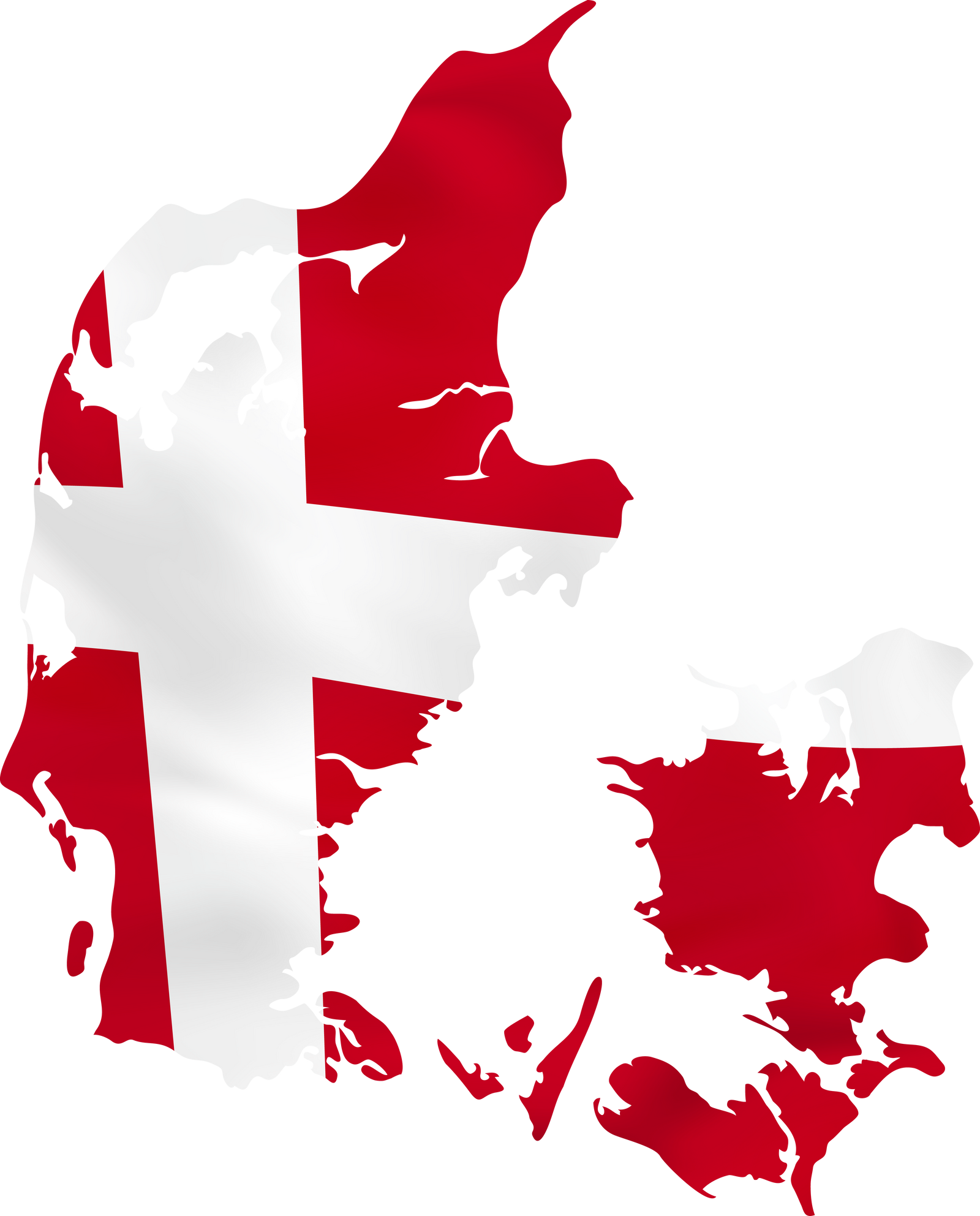 Denmark map with waving flag.