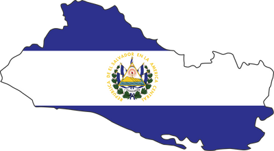 El Salvador map city vector style color of country flag.