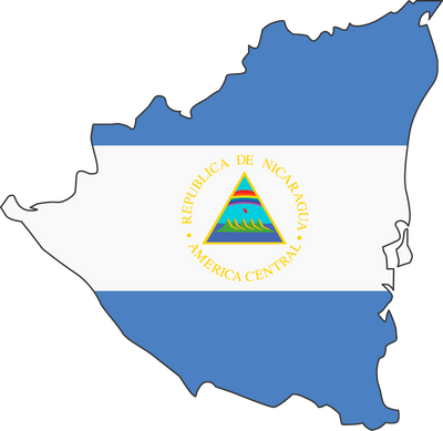 Nicaragua map city vector style color of country flag.